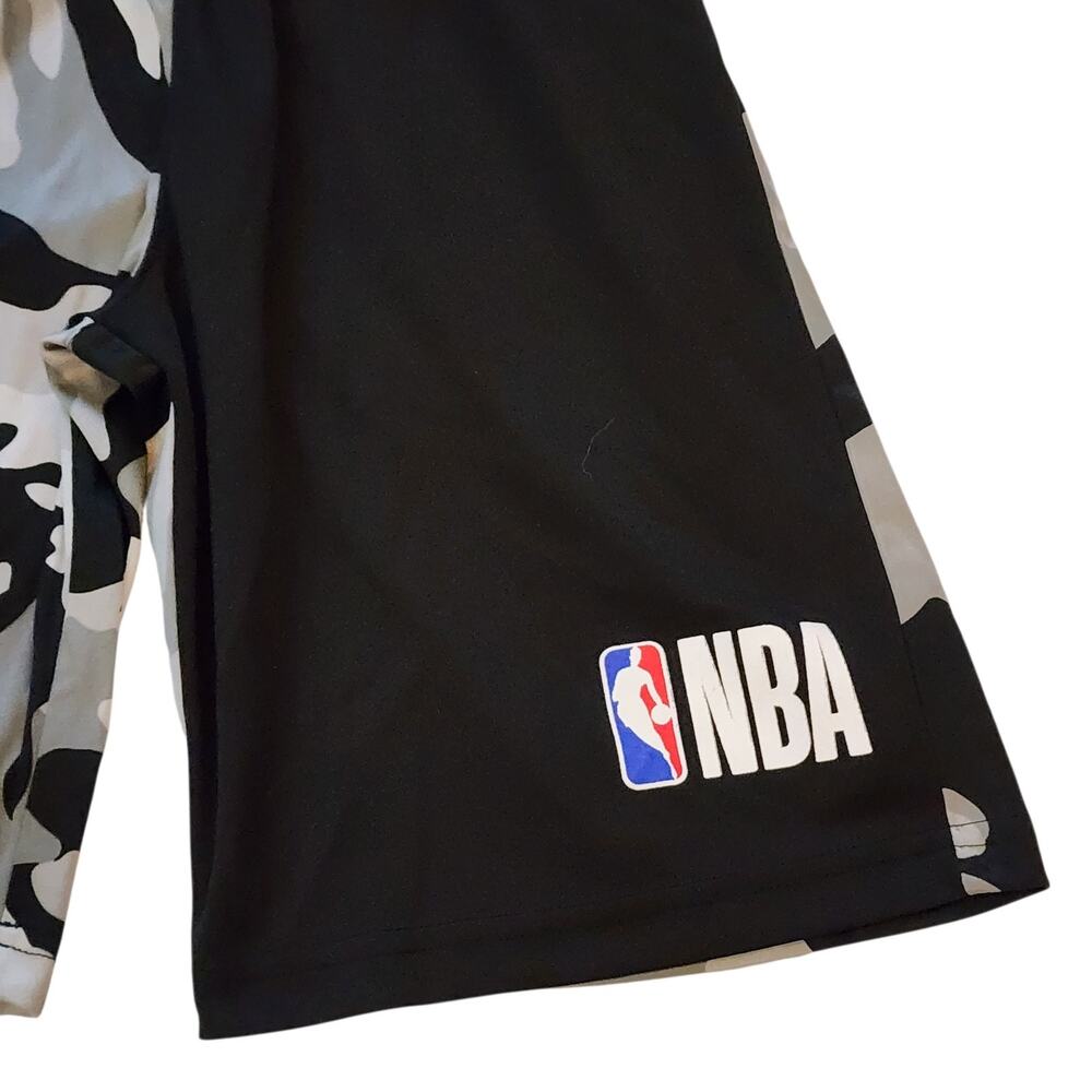 NBA Boys Basketball Shorts Size M 10/12 Black Gray Camo Athletic Drawstring - Picture 5 of 11